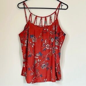 Maurices Red Floral Strappy Camisole - XL